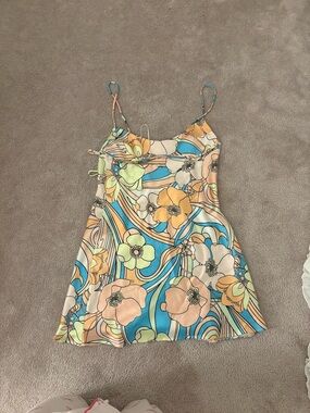 Zara Floral Slip Mini Dress in Blue, Peach, Yellow, Green